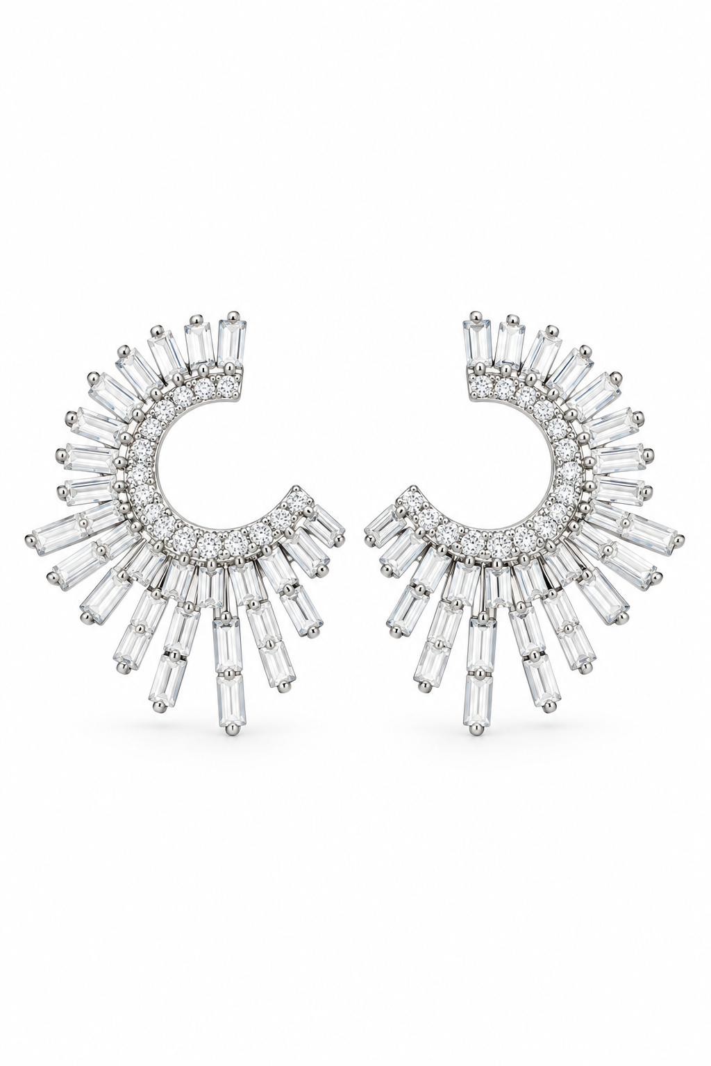 Sunburst Baguette Hoops