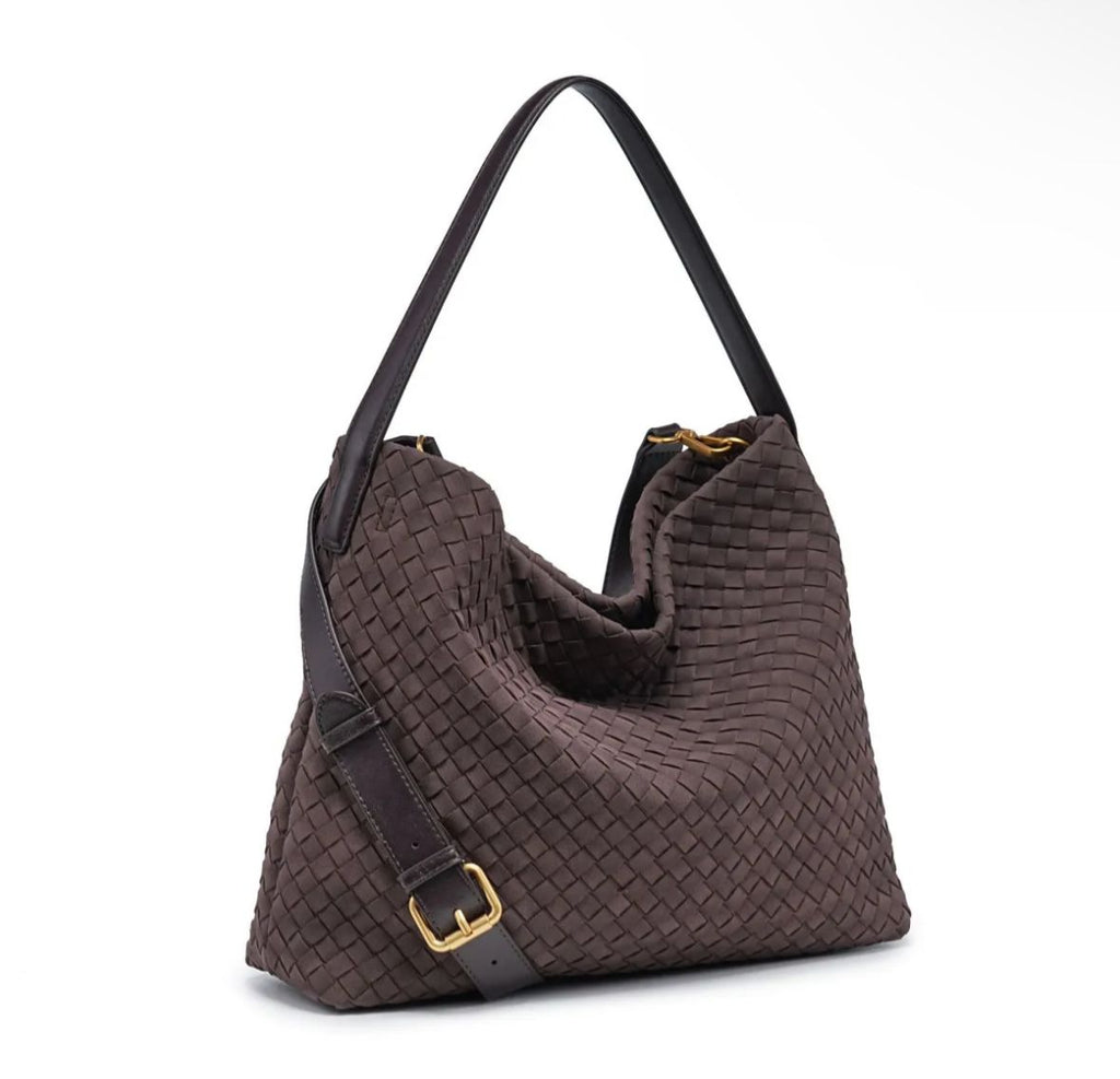 Borsa Tote Intrecciata in Camoscio