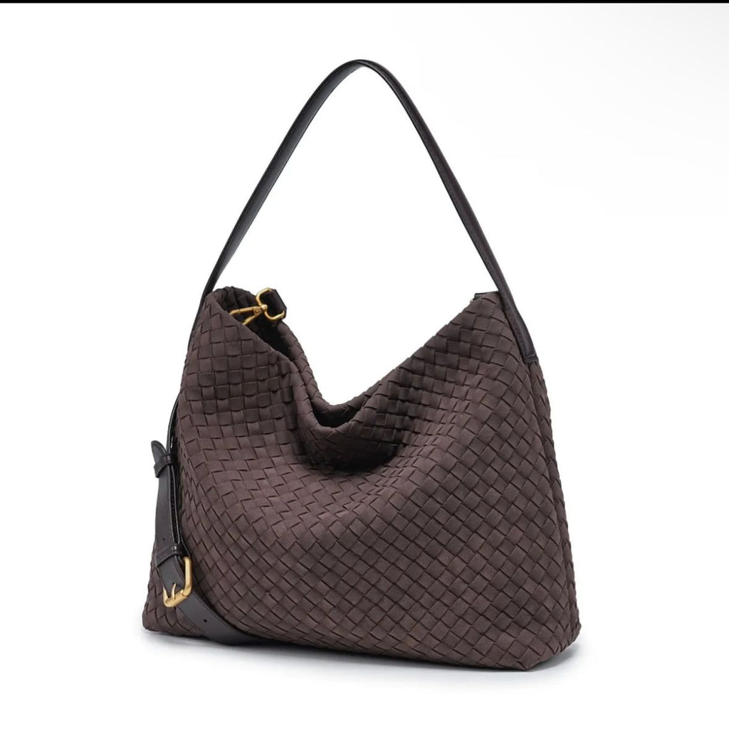 Borsa Tote Intrecciata in Camoscio