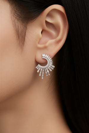 Sunburst Baguette Hoops