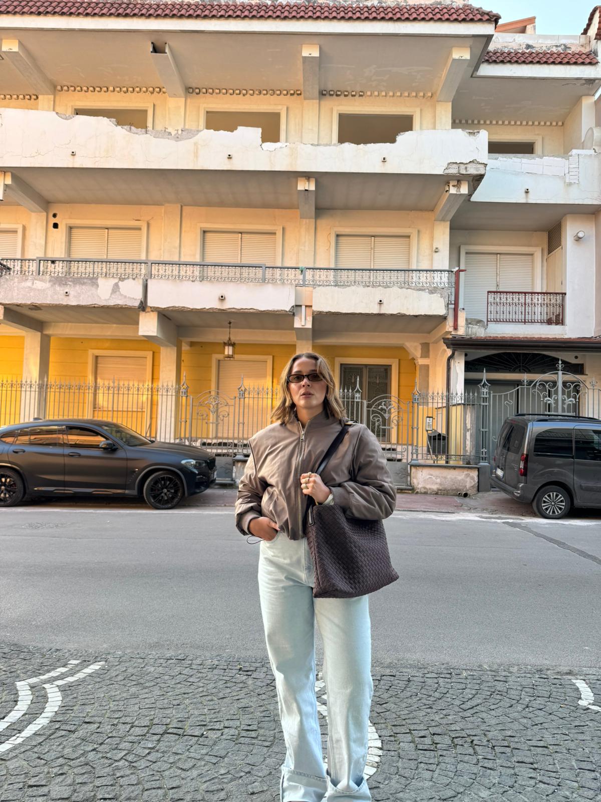 Borsa Tote Intrecciata in Camoscio